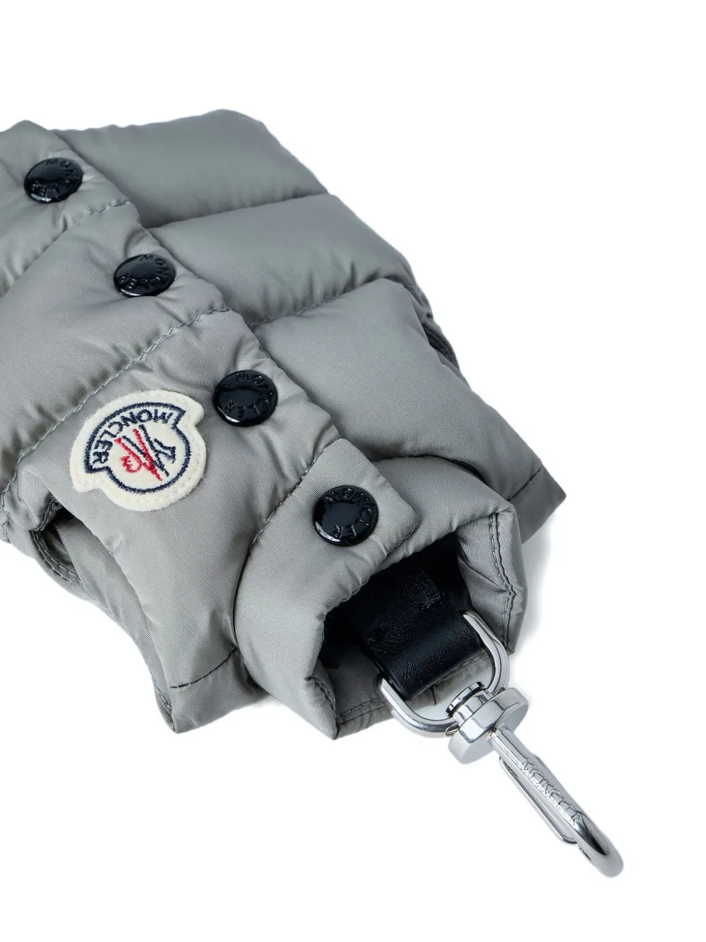  Moncler Quilted Logo-patch Keyring - Grey 