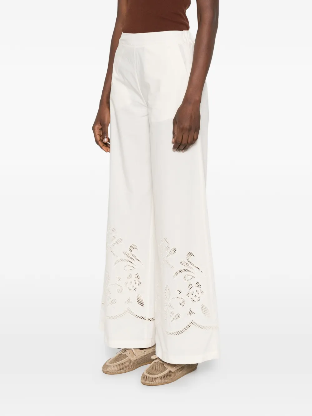  Forte Forte Floral-embroidered Palazzo Pants - Neutrals 