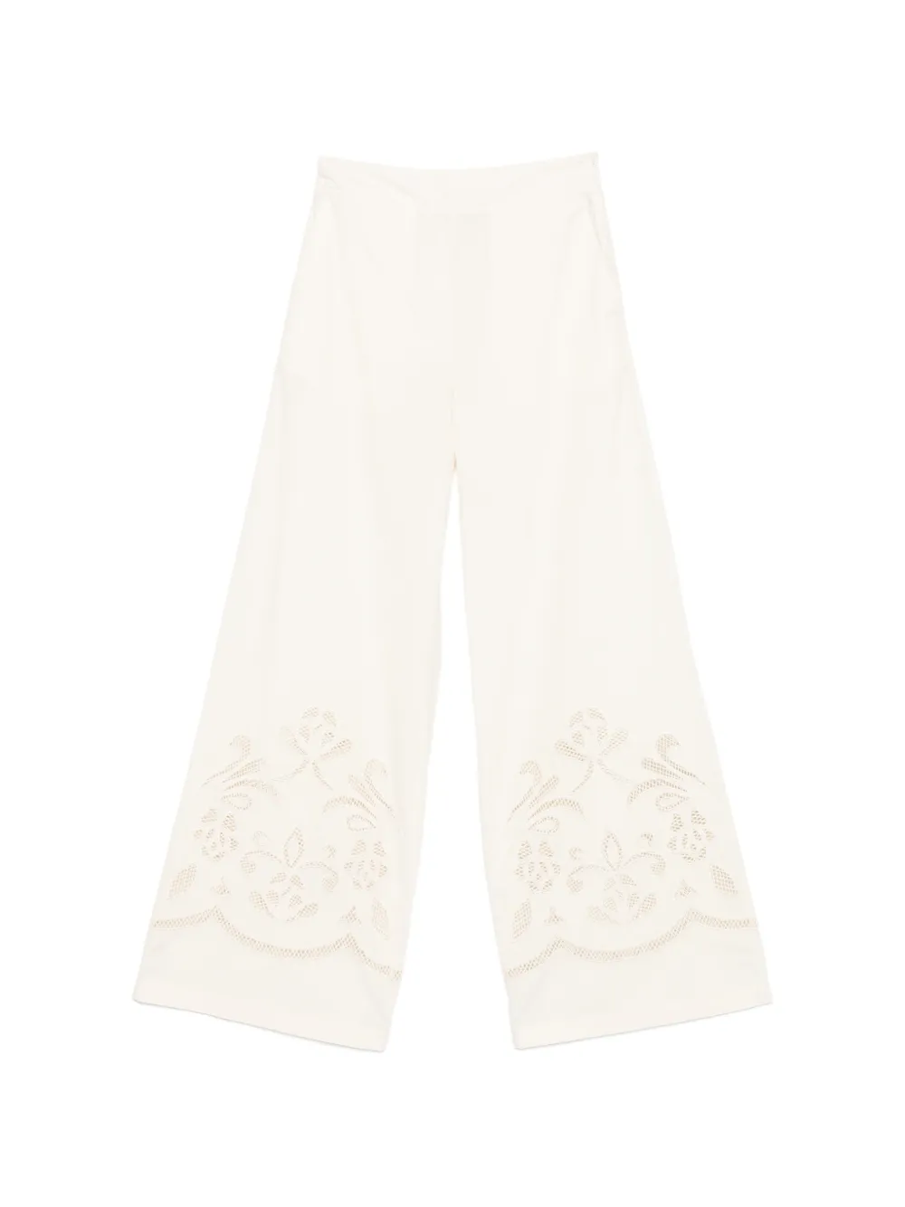 Forte Forte floral-embroidered palazzo pants - Toni neutri