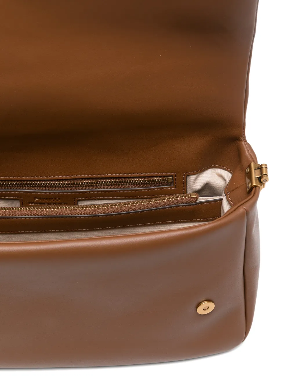 PINKO Click Soft Horizontal medium schoudertas met vogeldetail Bruin