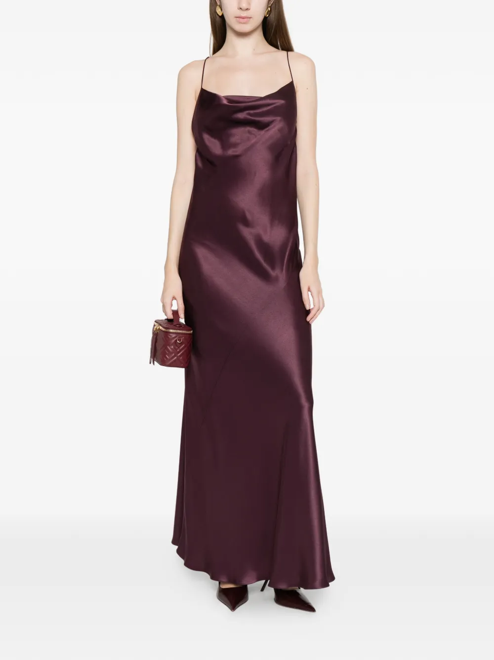 PINKO Satijnen maxi-jurk met col Paars