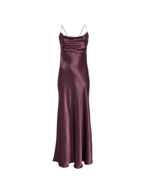 PINKO robe longue en satin à col bénitier