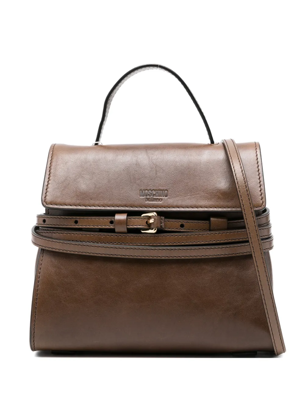 Moschino small Tie me buckle-strap tote bag - Marrone