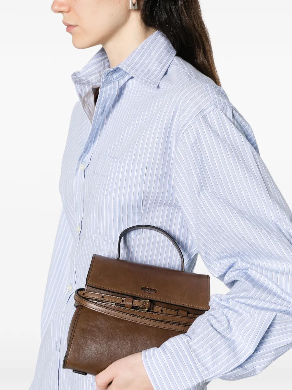 Moschino Kleine Tie Me shopper met gespband Bruin