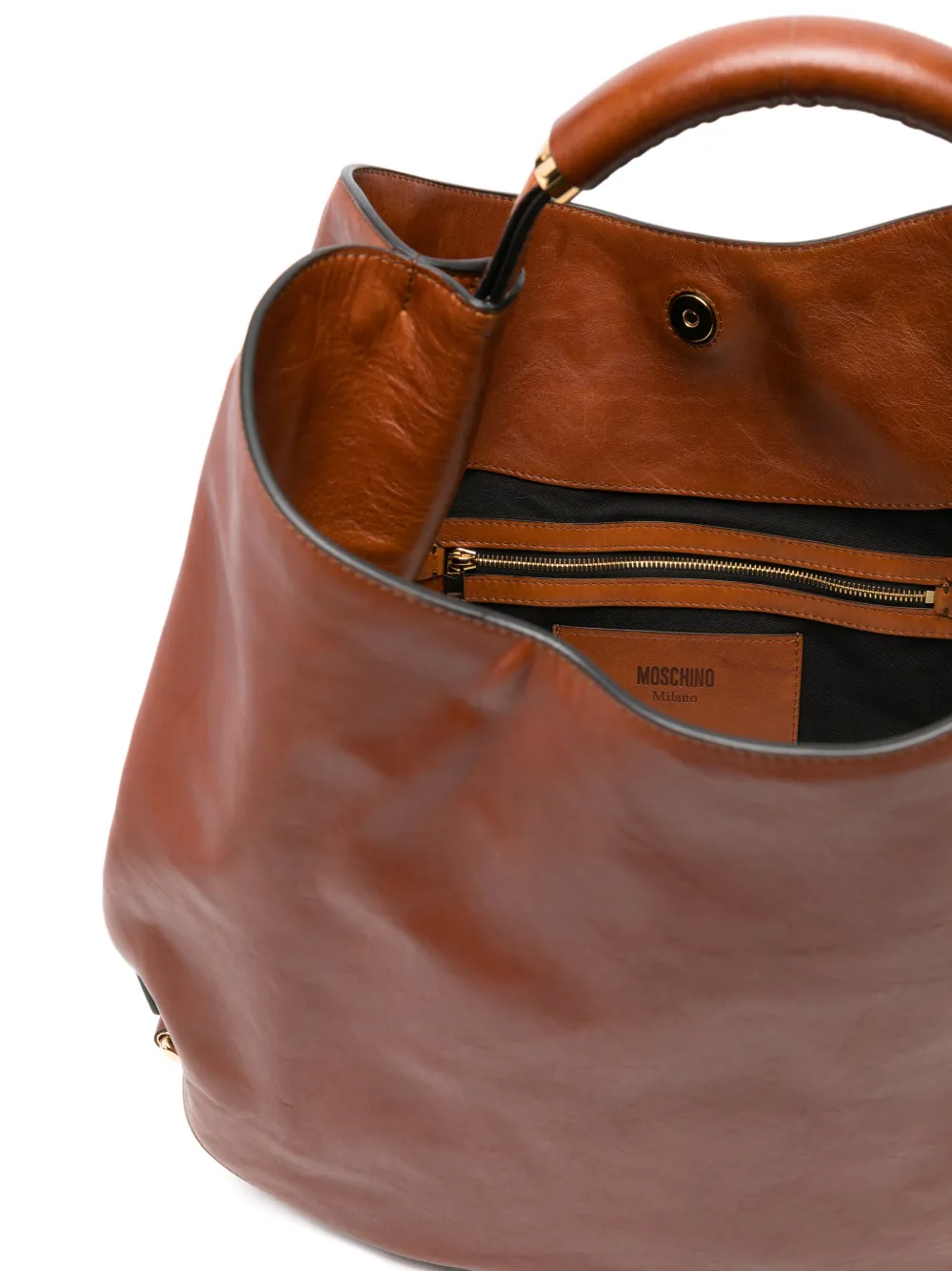 Moschino Leren schoudertas met handvat Bruin