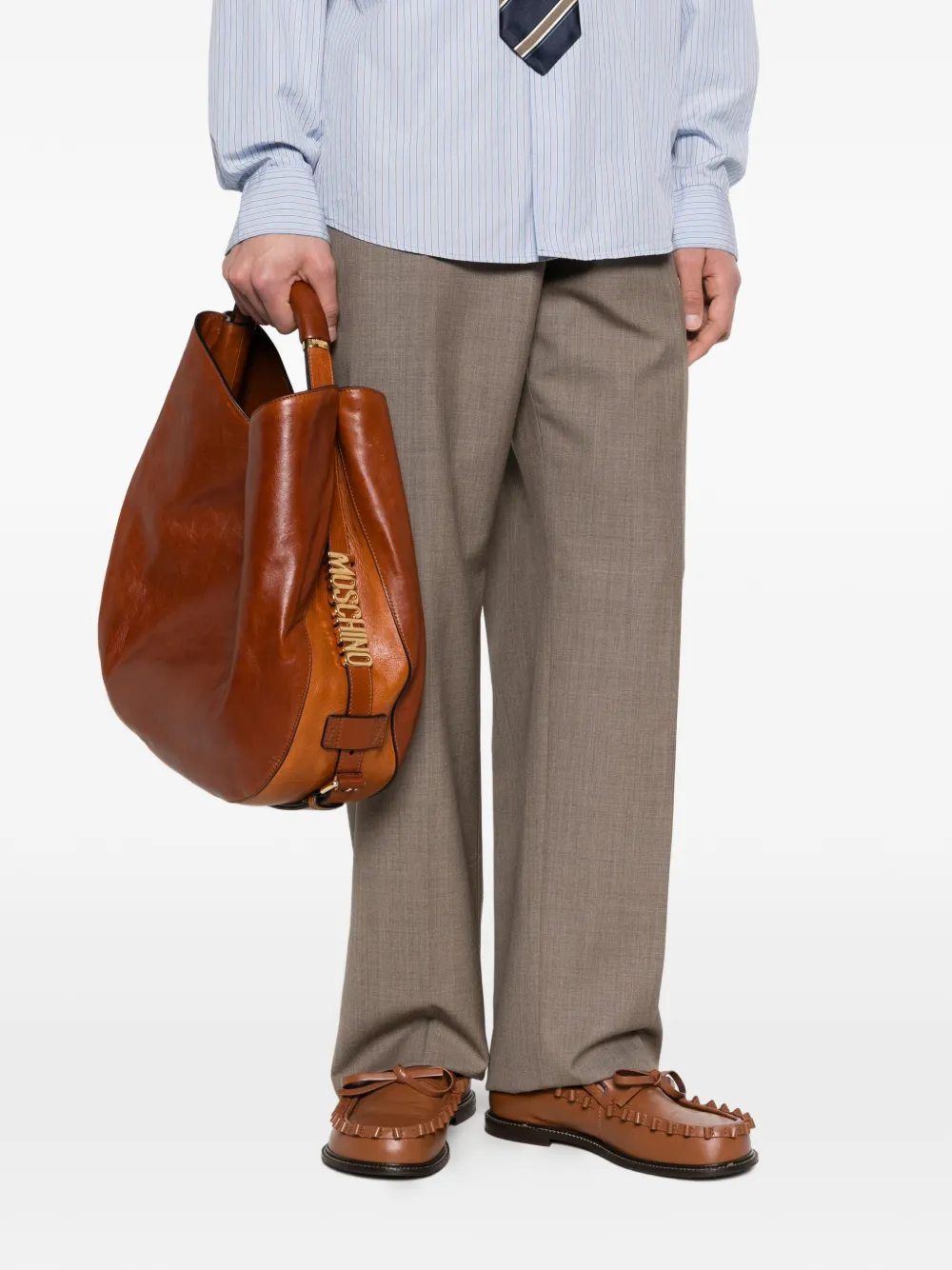 Moschino Leren schoudertas met handvat Bruin
