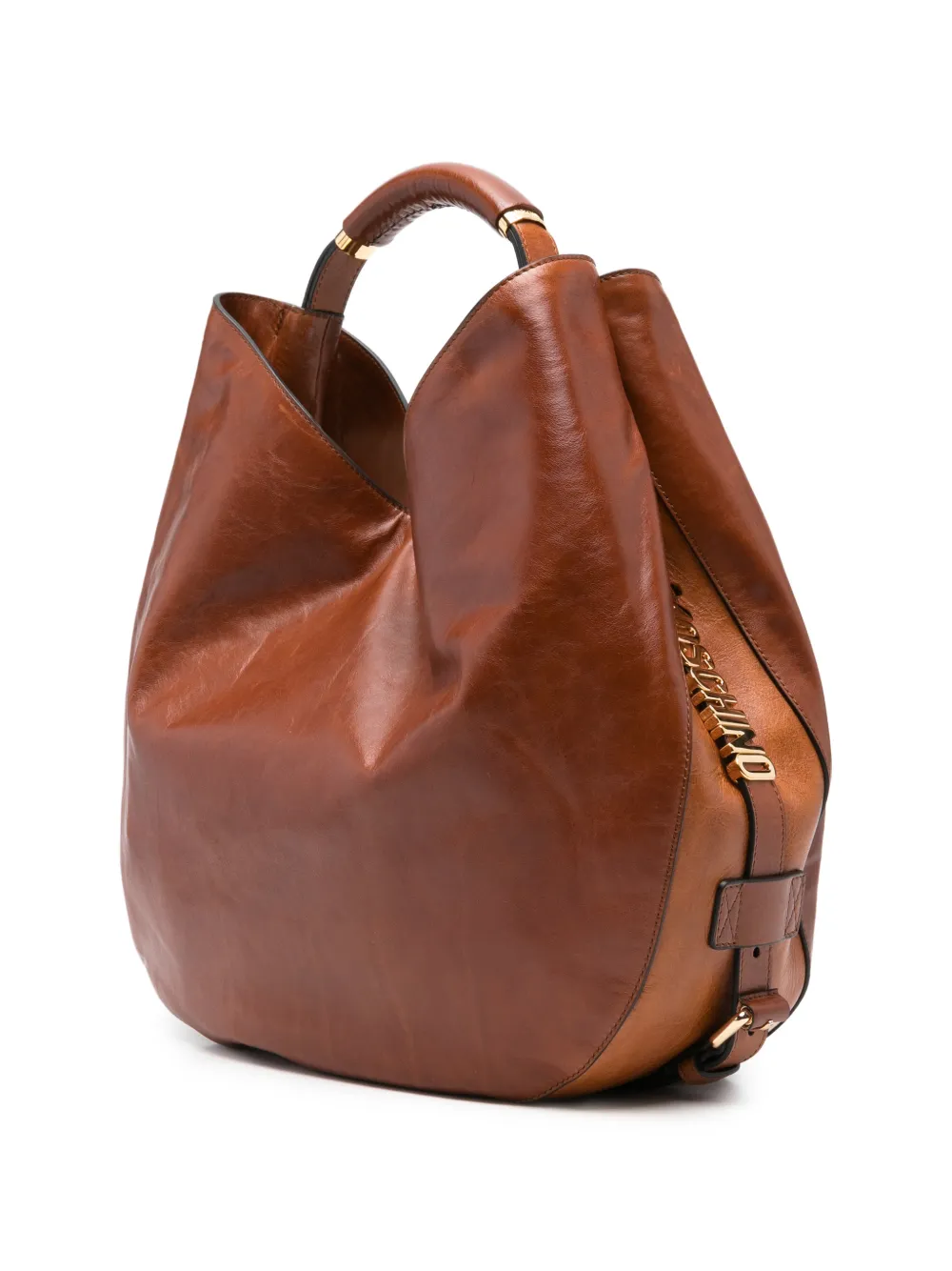 Moschino Leren schoudertas met handvat Bruin