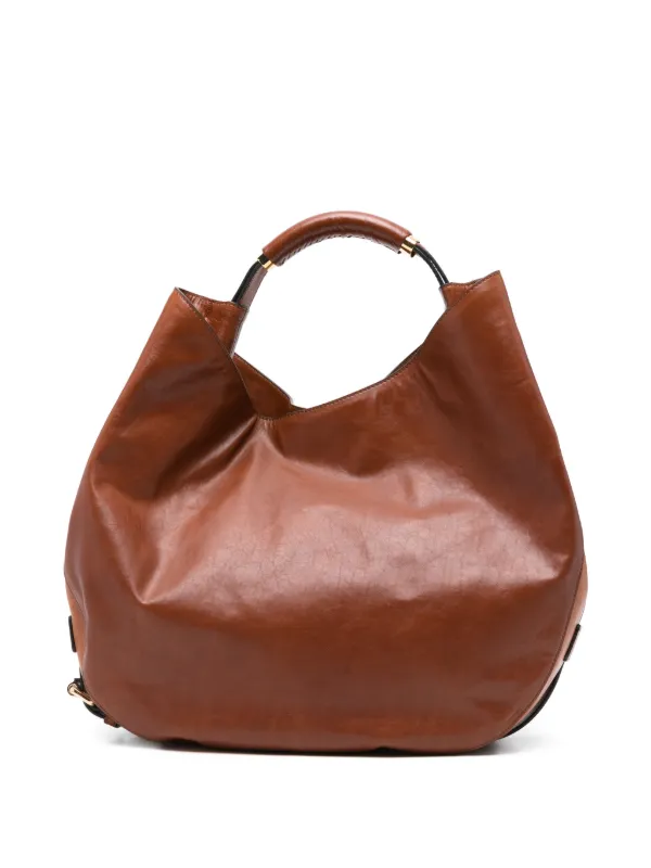 Moschino Handle Leather Shoulder Bag in Brown