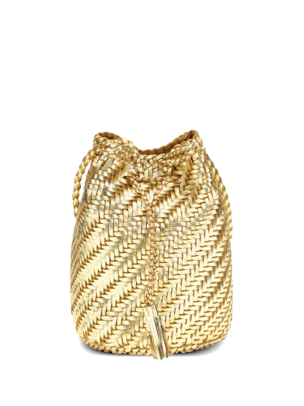 DRAGON DIFFUSION Pompom drawstring-detail bucket bag - Oro