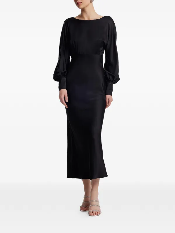 bishop sleeve black dress Elegant Long Dress with Bishop Sleeves