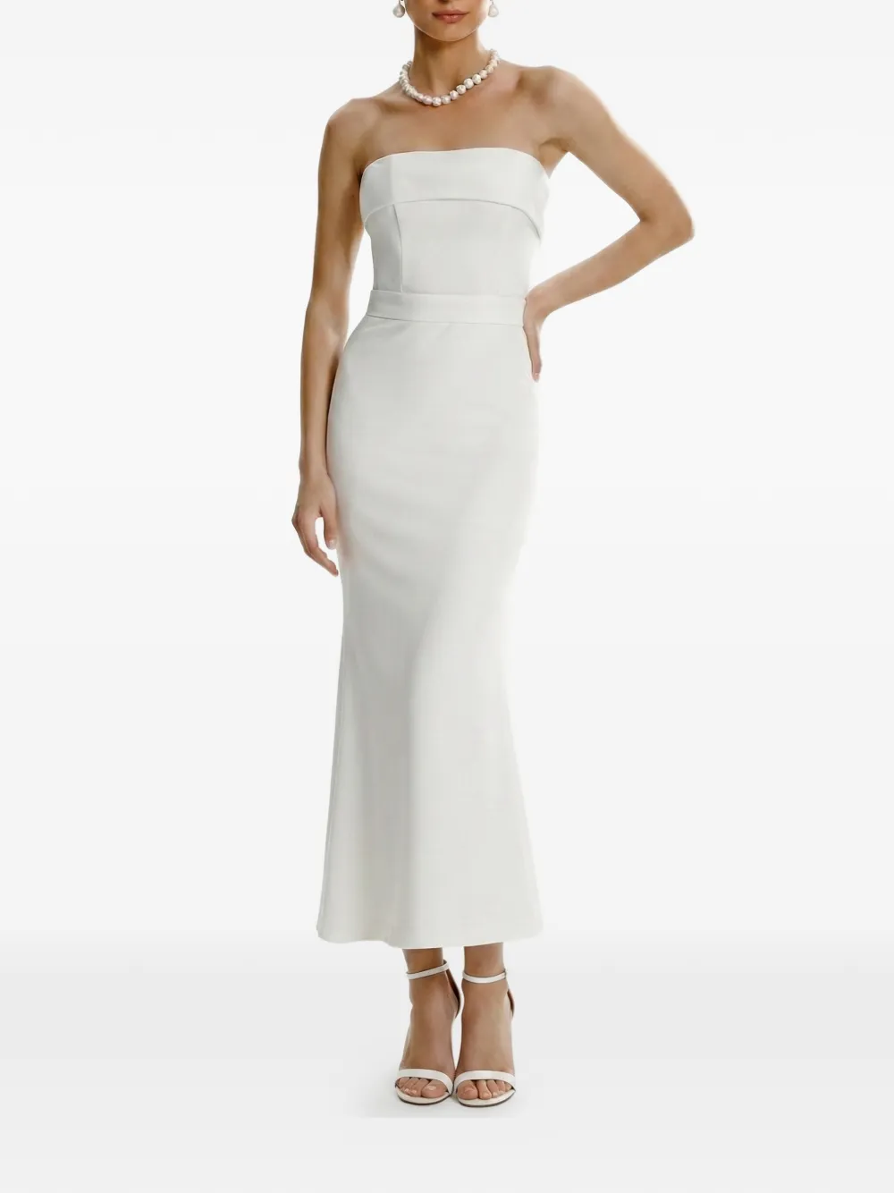 FRAMBOISE Strapless jurk met split Wit