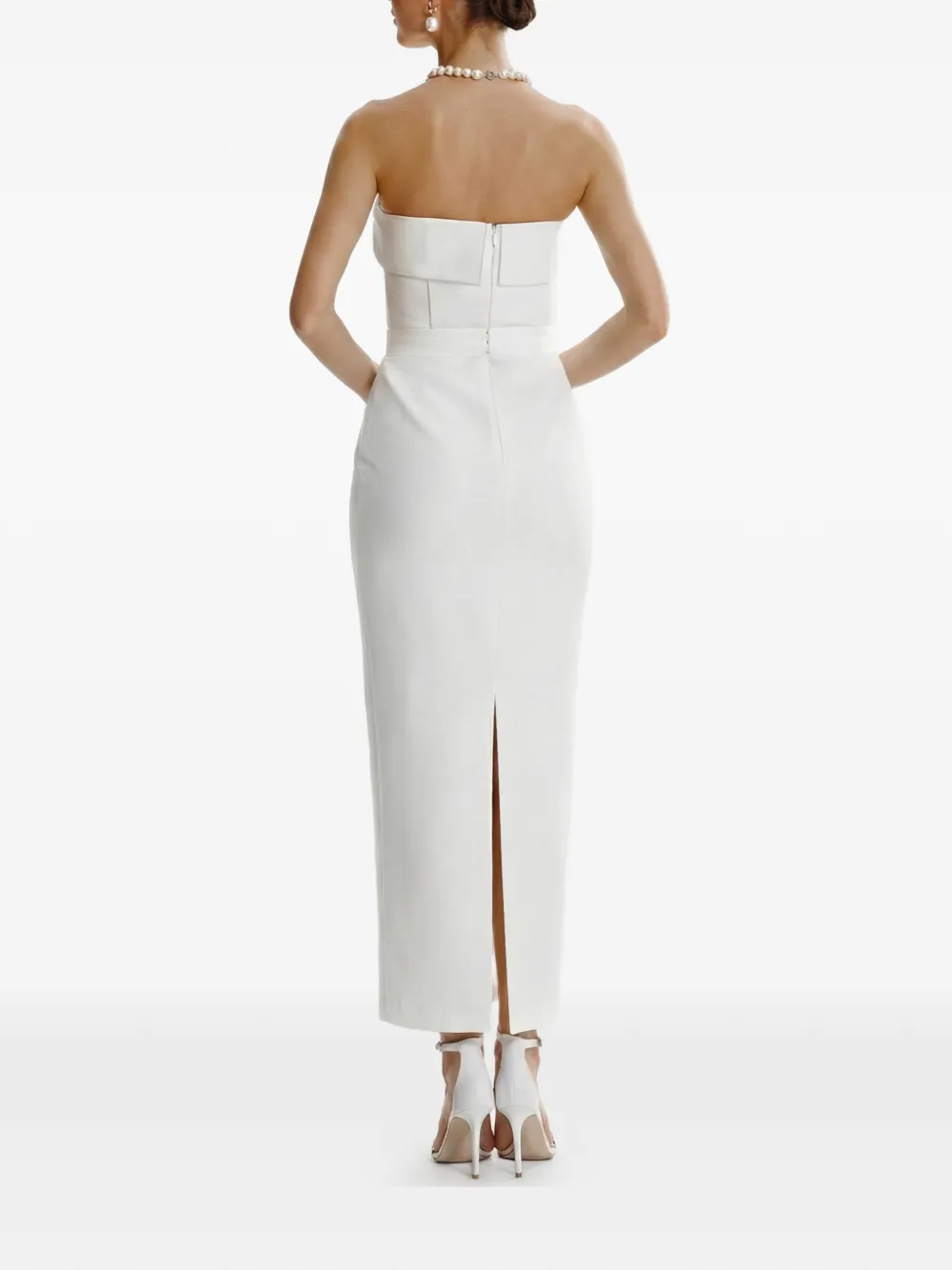 FRAMBOISE Strapless jurk met split Wit