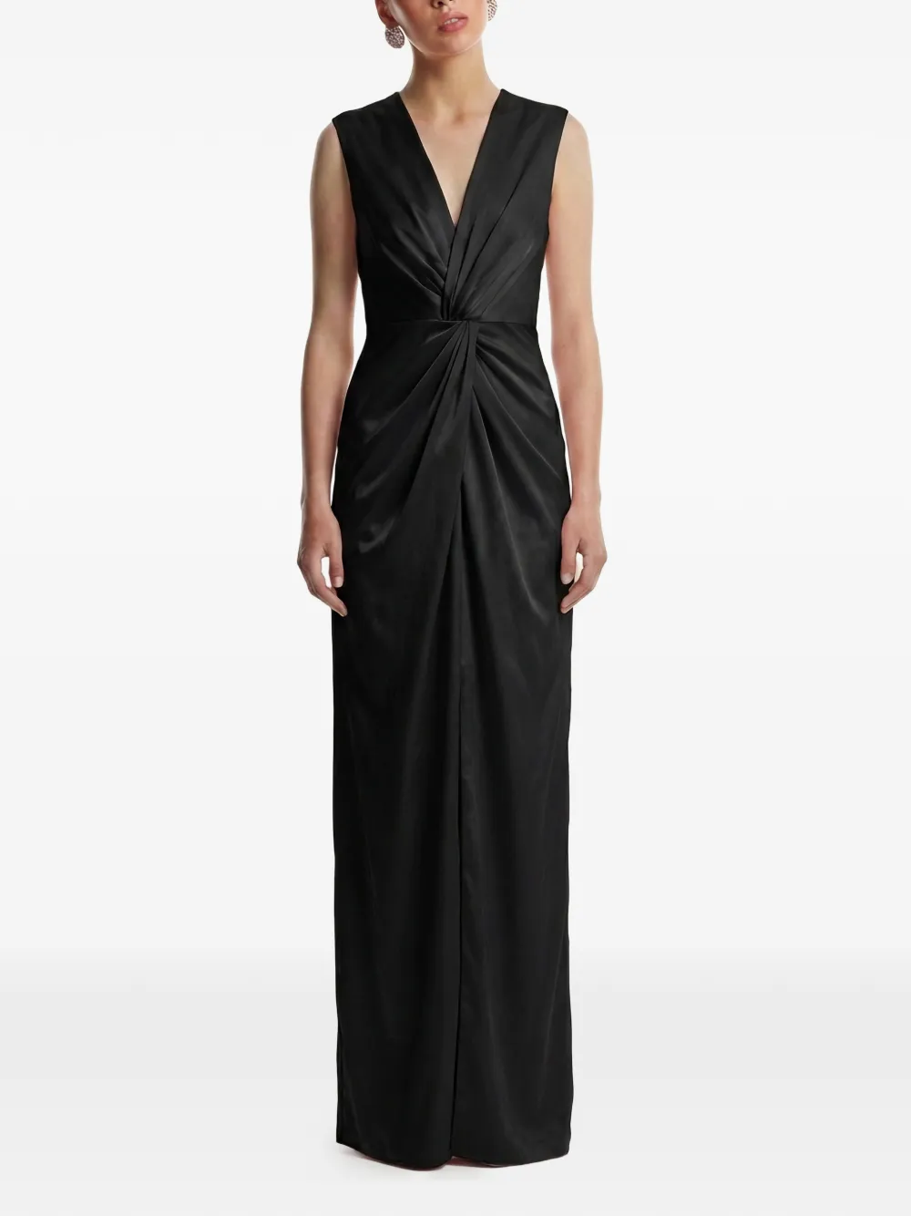 FRAMBOISE twisted V-neck dress - Nero