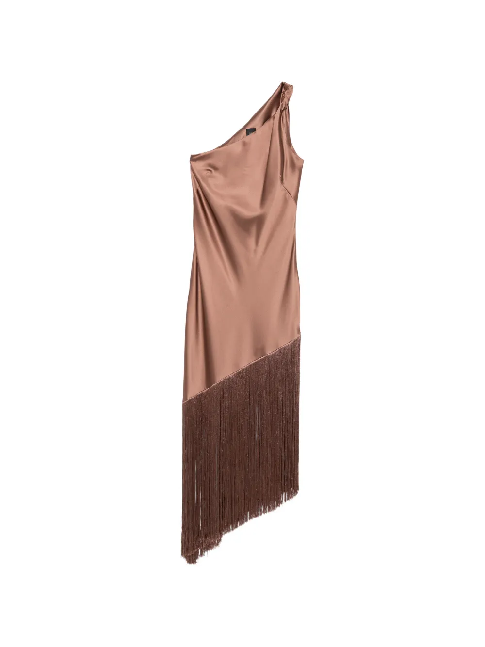 PINKO one-shoulder fringed dress - Marrone
