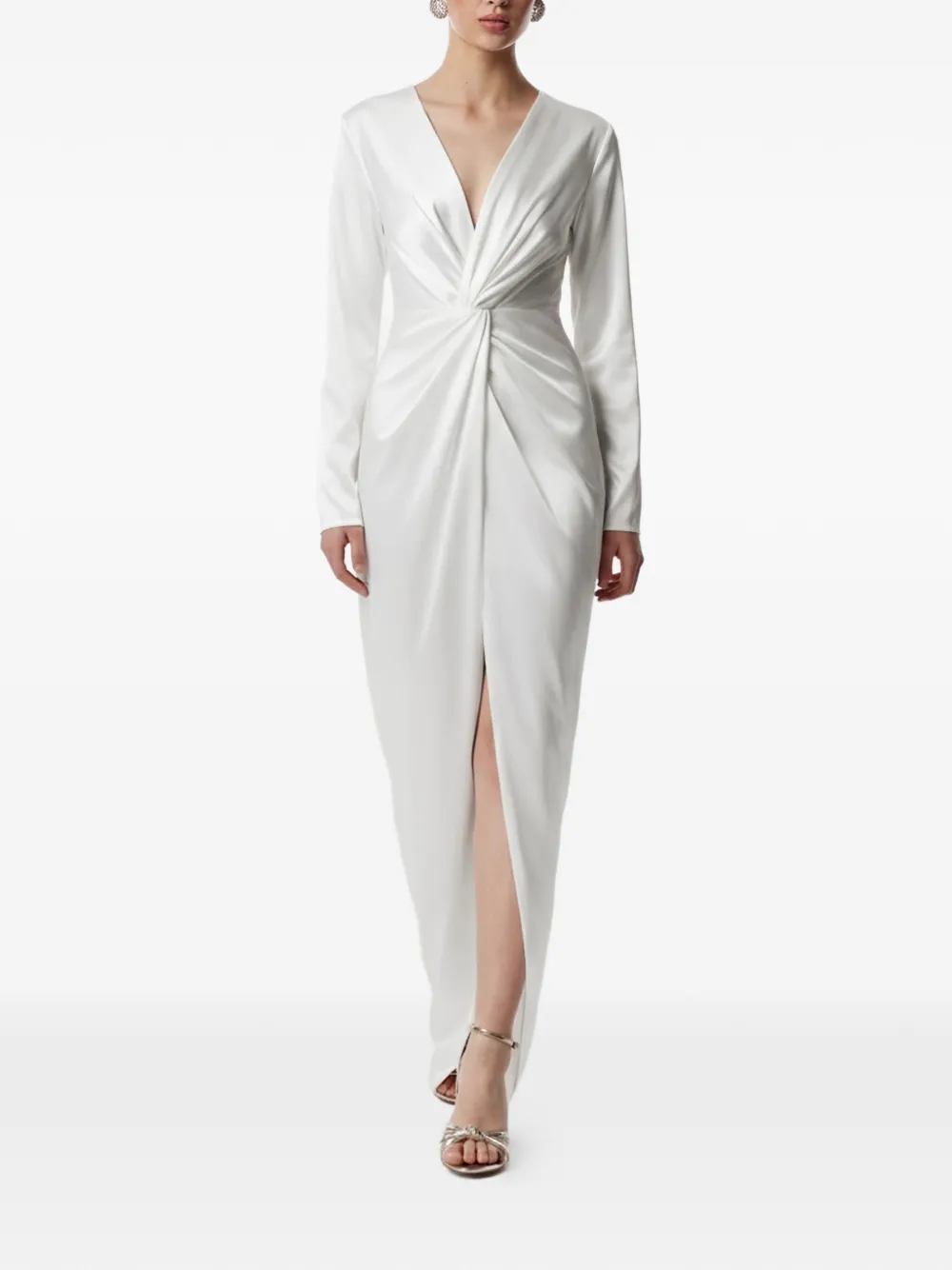 FRAMBOISE twisted V-neck dress - White