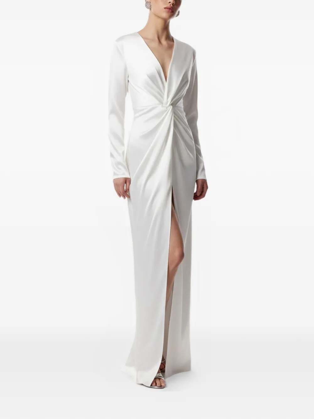  Framboise Twisted V-neck Dress - White 