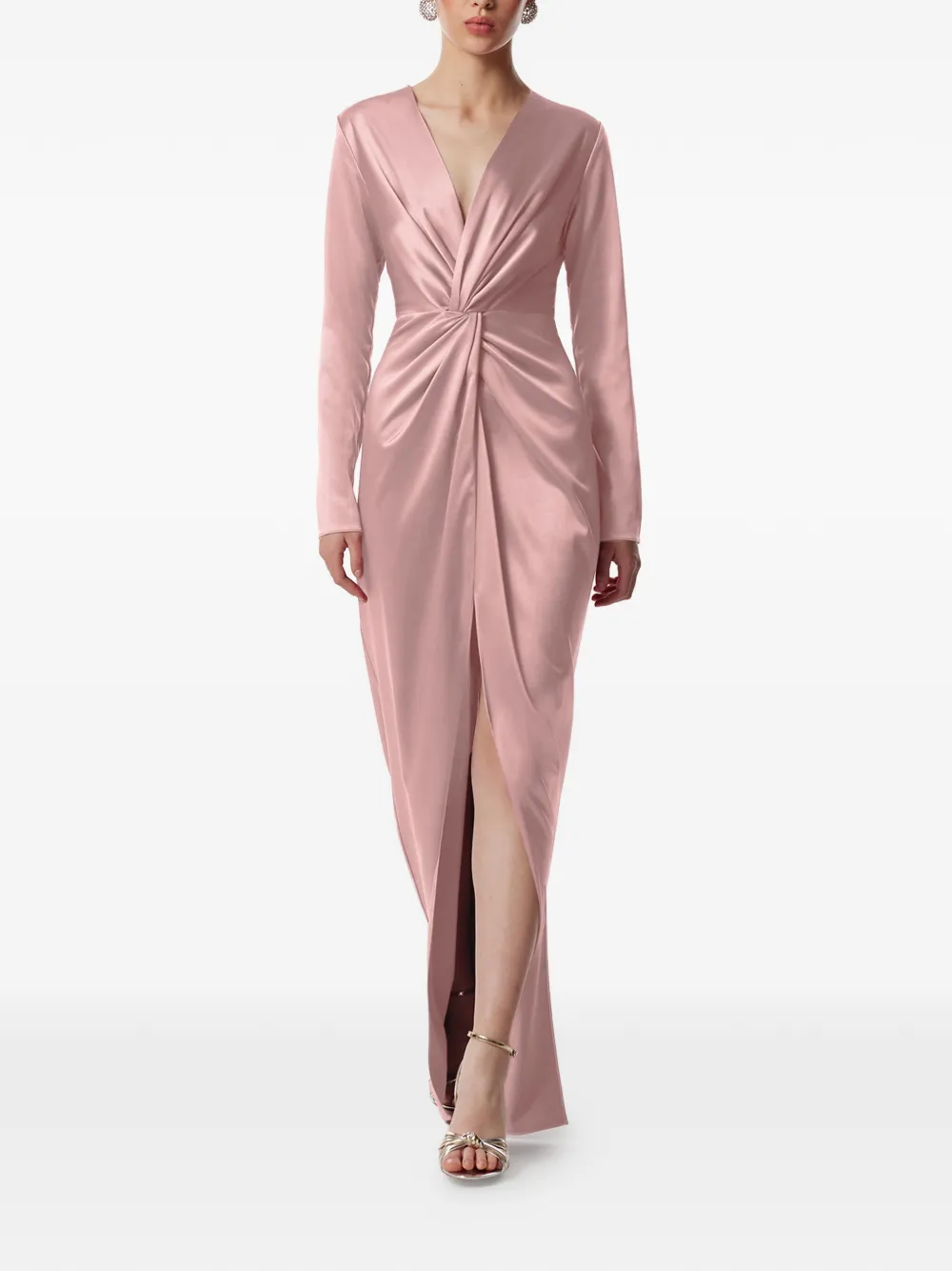 FRAMBOISE twisted V-neck dress - Pink