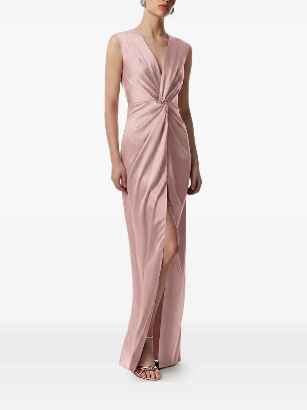 FRAMBOISE Antonia jurk met V-hals en gedraaid detail Roze