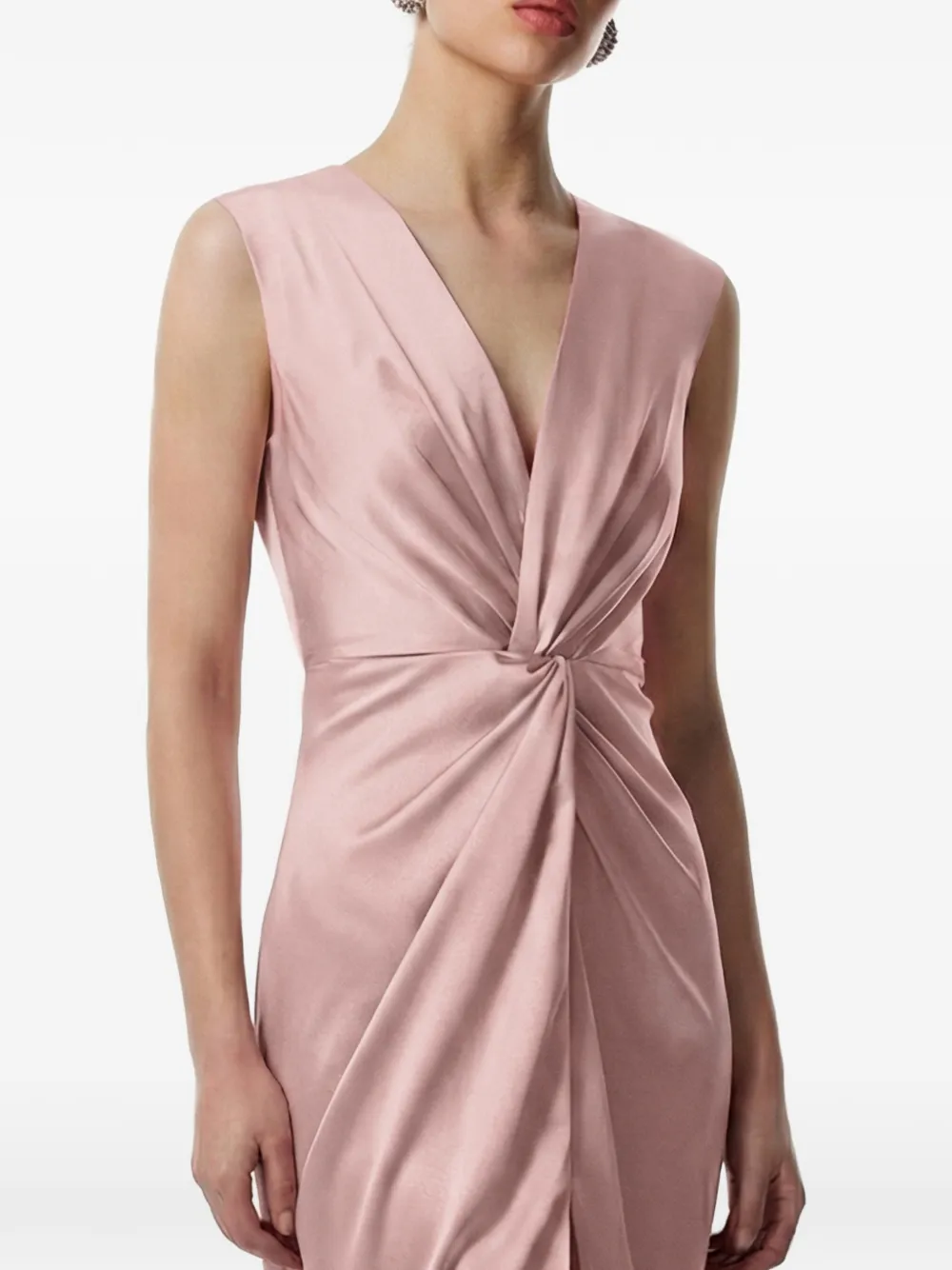 FRAMBOISE Antonia jurk met V-hals en gedraaid detail Roze