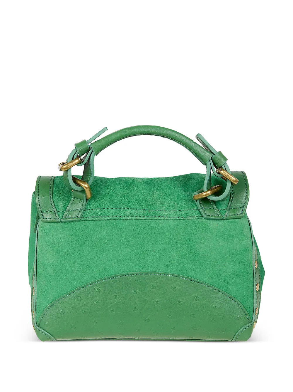 Zanellato Baby Postina suède shopper met leren afwerking Groen