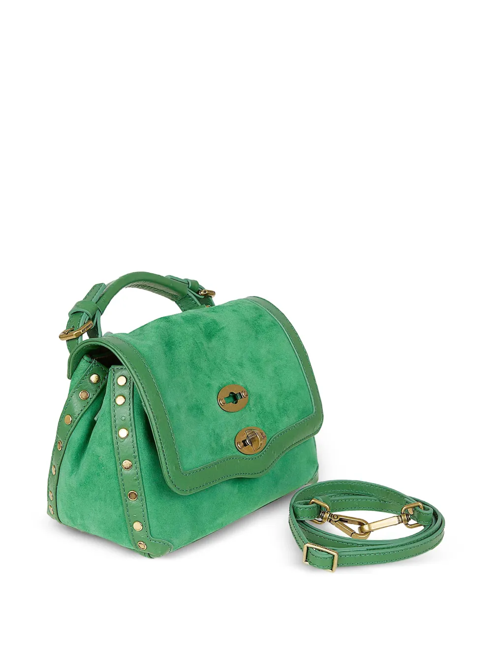 Zanellato Baby Postina suède shopper met leren afwerking Groen