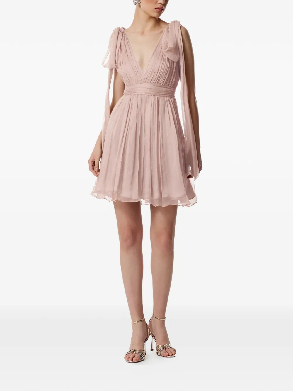 FRAMBOISE tie-detail V-neck dress - Rosa