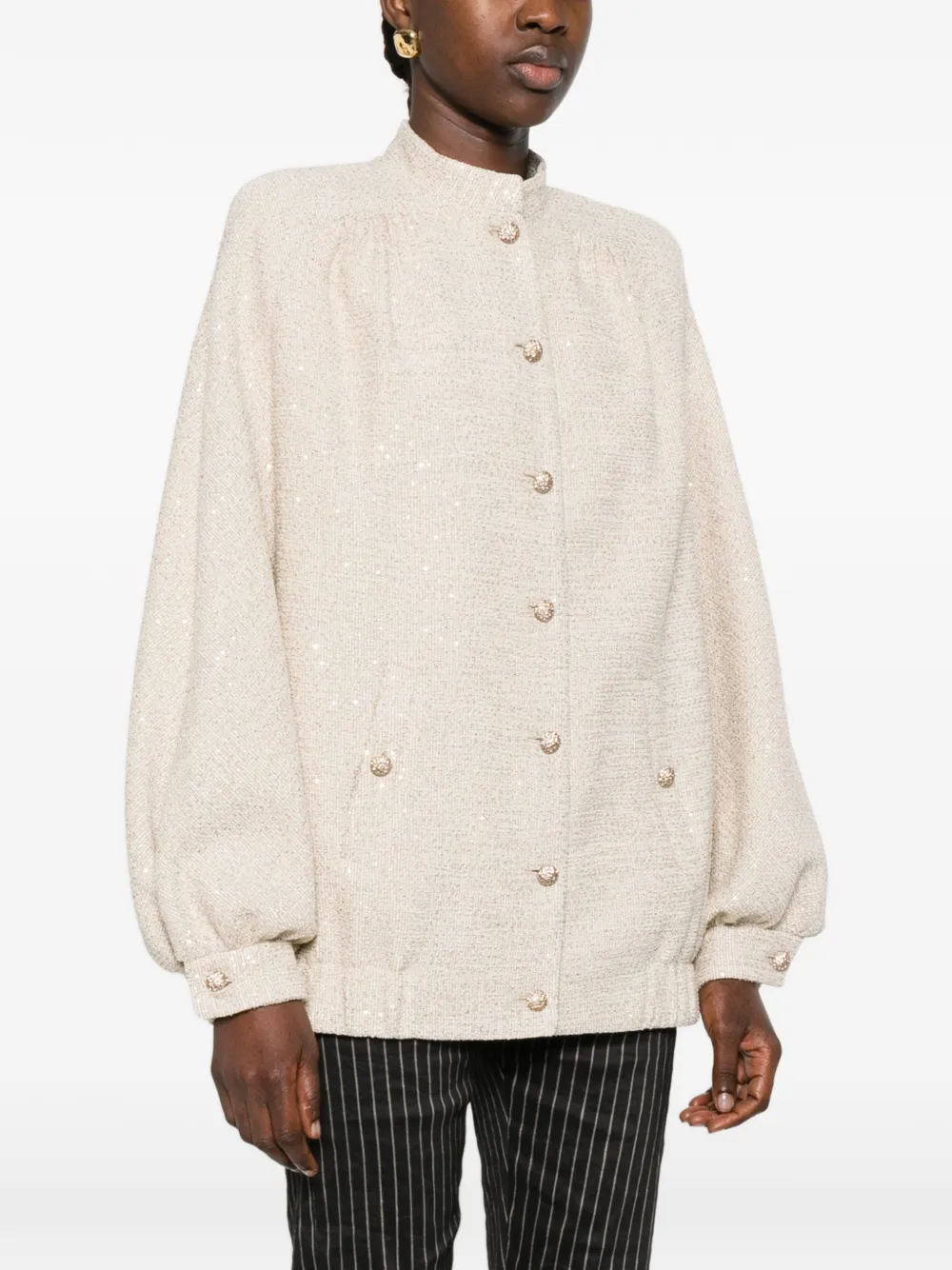  Alessandra Rich Buttoned Embellished Jacket - Neutrals 