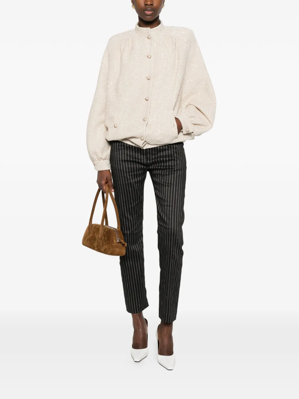  Alessandra Rich Buttoned Embellished Jacket - Neutrals 