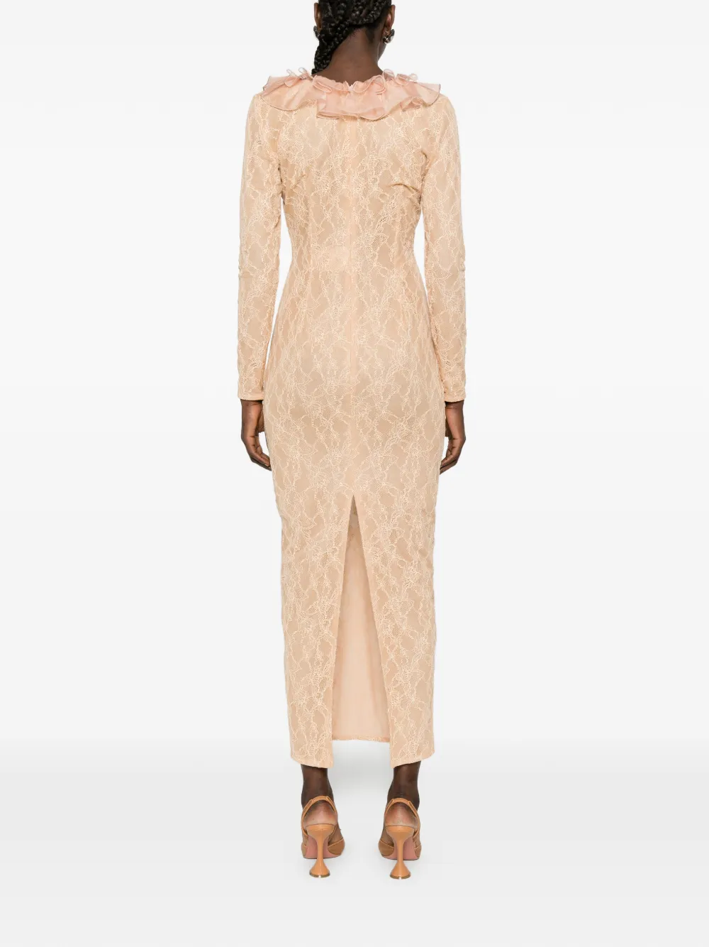 Alessandra Rich Midi-jurk met ruches Beige