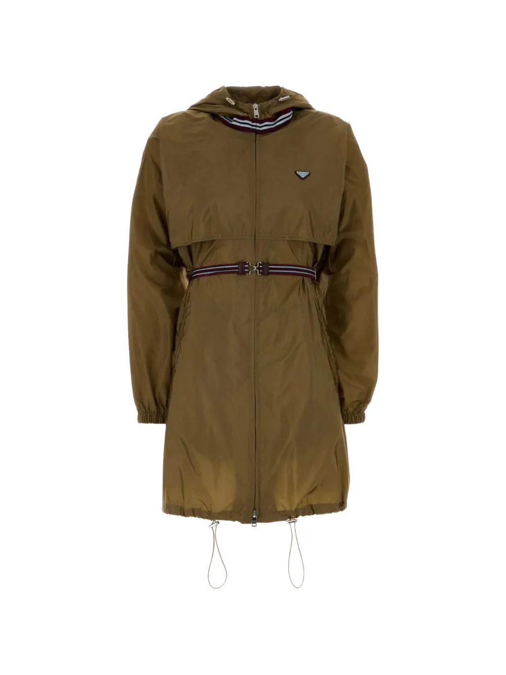 Prada hooded belted raincoat - Grün