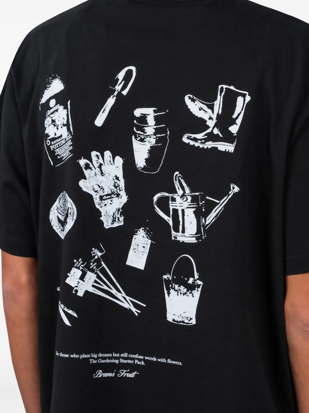 Bram s Fruit T-shirt met grafische handschoenprint Zwart