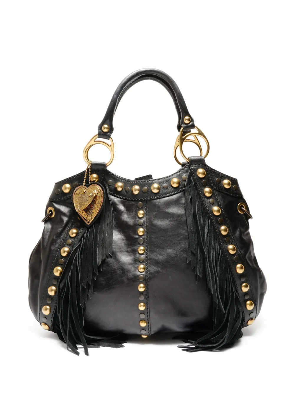 Gucci Pre-Owned 1990s studded fringed shoulder bag - Nero