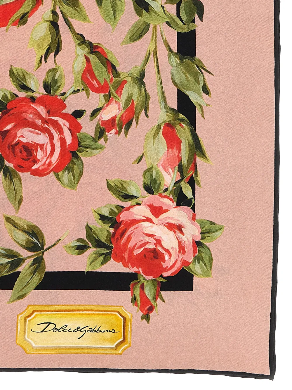 Dolce & Gabbana Zijden twill sjaal met roosprint Roze