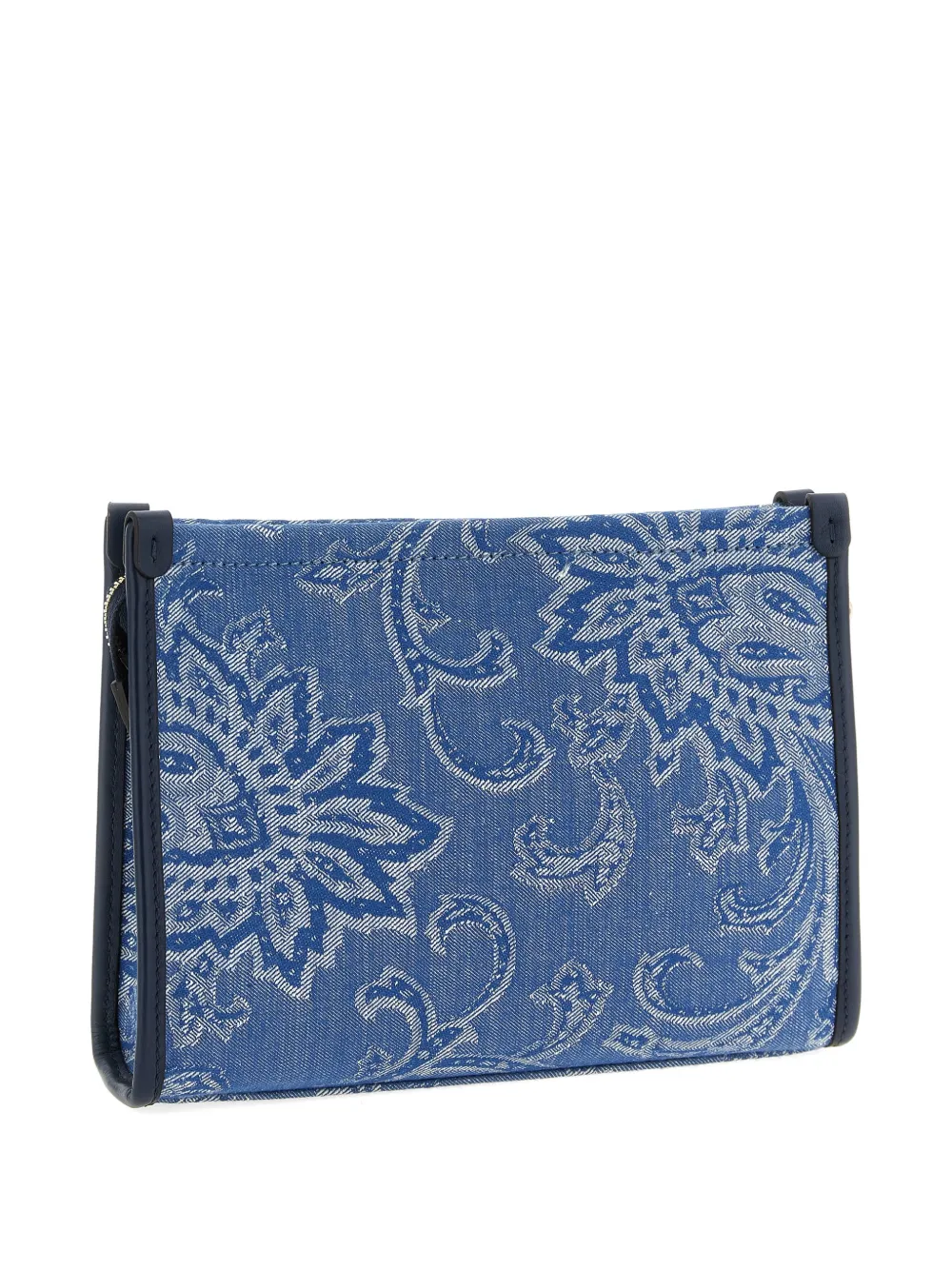 paisley-print logo-embroidery clutch bag