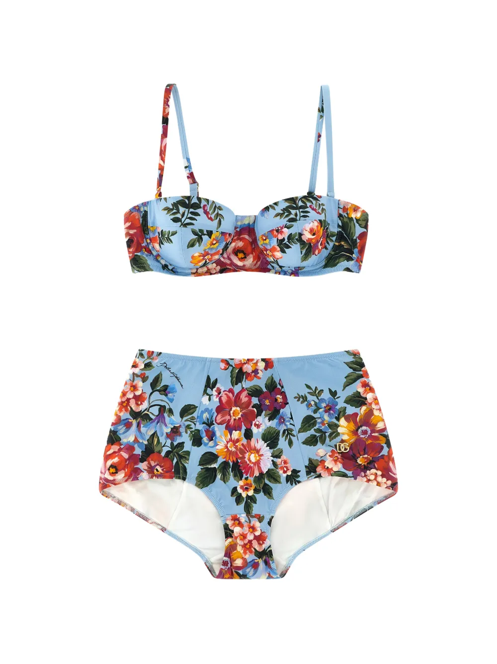 Dolce & Gabbana flower-print bikini set - Blu