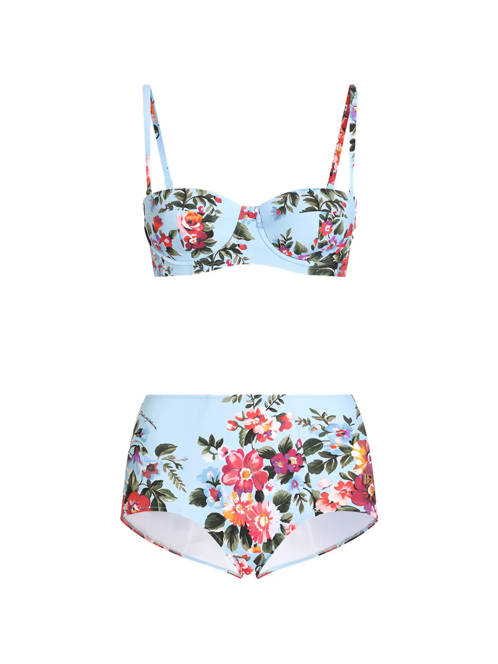 Dolce & Gabbana flower-print bikini set - Blu