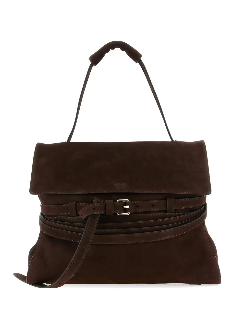 Moschino medium Tie Me suede shoulder bag - Marrone