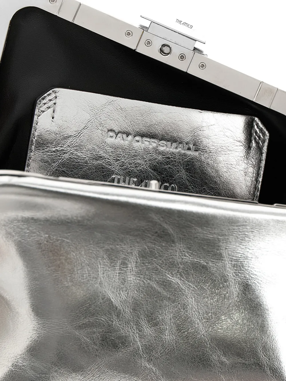  The Attico Day Off Small Craquelé-effect Leather Clutch - Silver 
