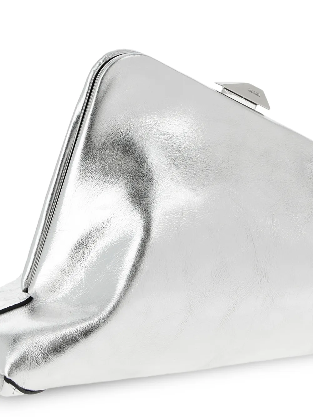 The Attico Day Off kleine leren clutch met craquelé-effect Zilver