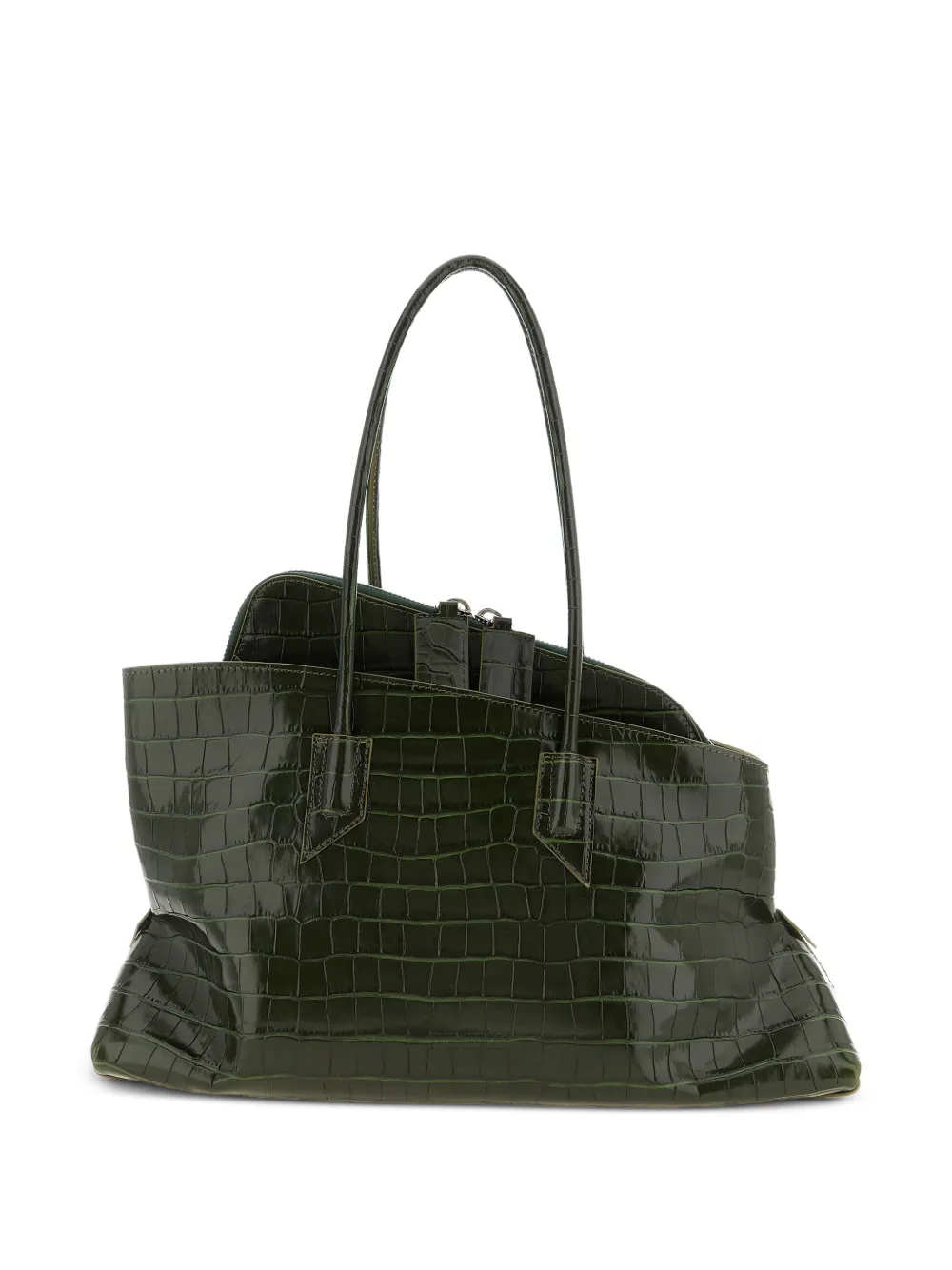 The Attico medium La Passeggiata crocodile-print shoulder bag - Verde