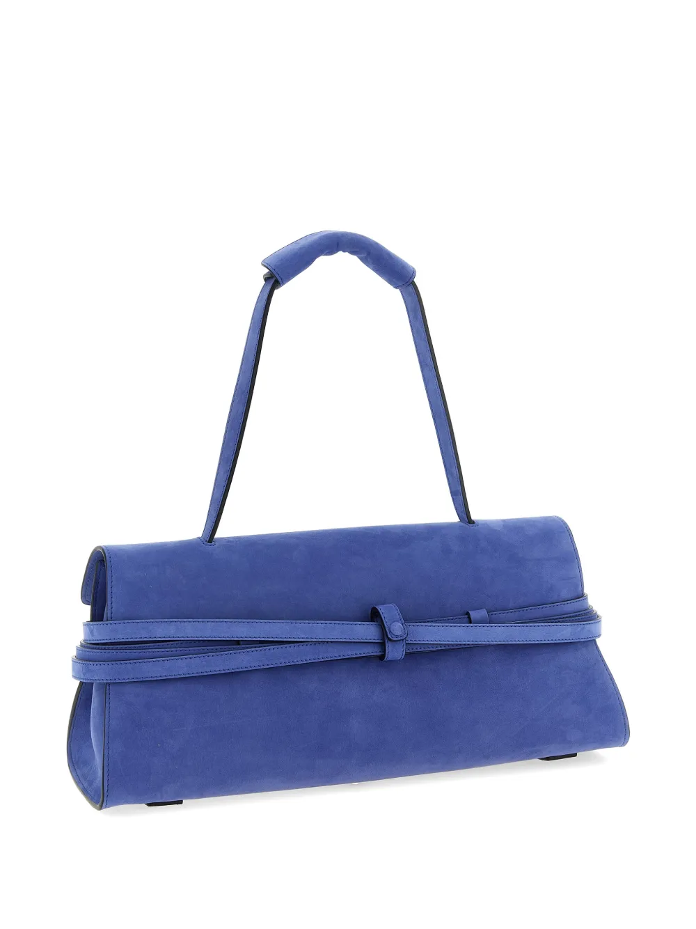Moschino Tie Me suède schoudertas met logo-reliëf Blauw