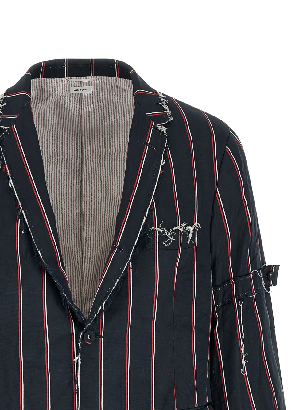  Thom Browne Striped Fringed Blazer - Blue 