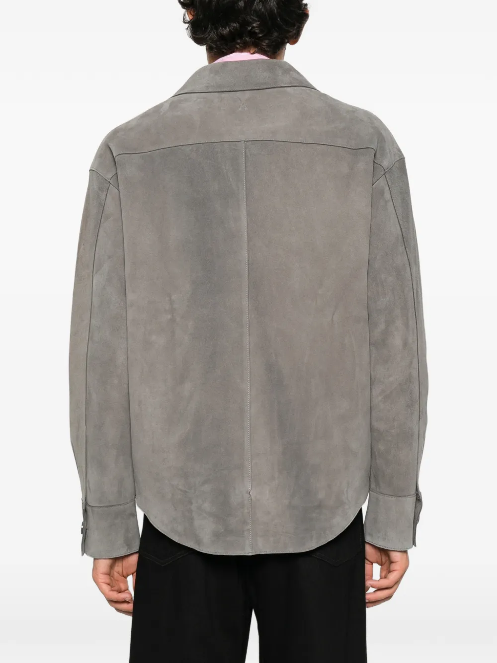 AMI Paris suede button-up shirt jacket Grijs