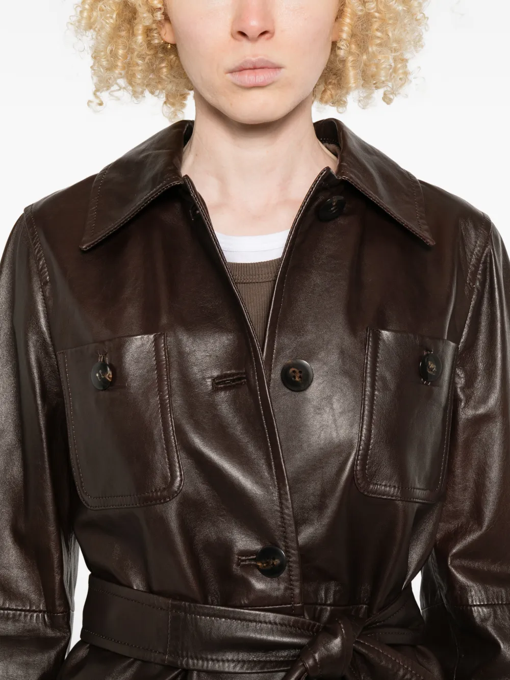 Max Mara Mstamaca jas met knopen en ceintuur Bruin
