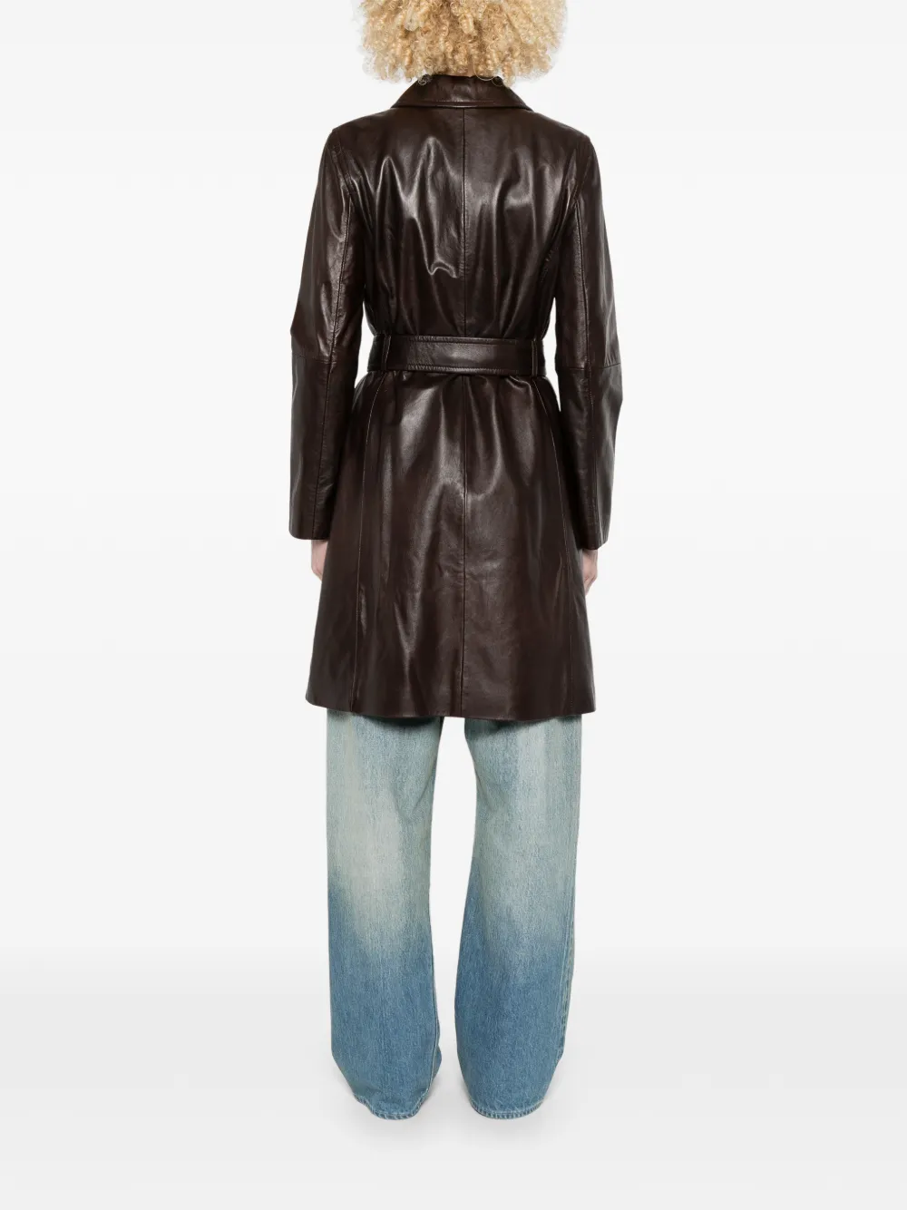 Max Mara Mstamaca jas met knopen en ceintuur Bruin