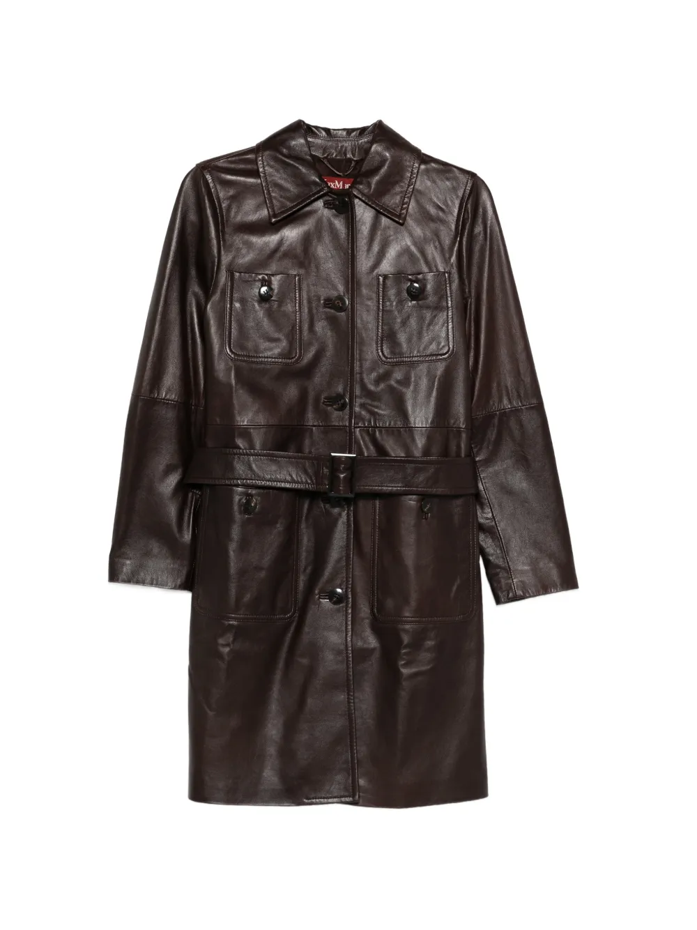 Max Mara Mstamaca buttoned belted coat - Marrone