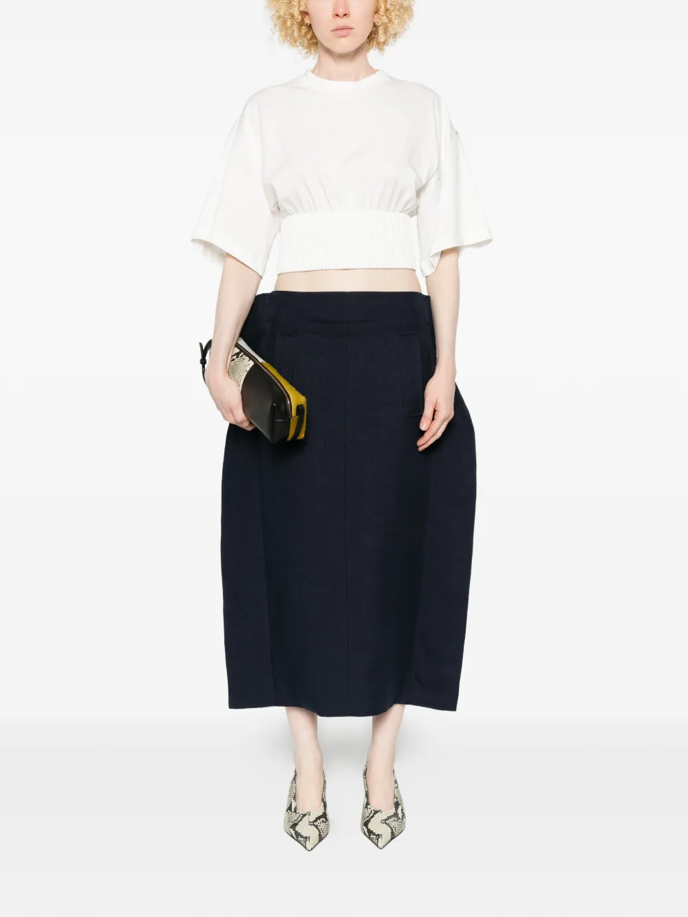 Sportmax Spxfosco T-shirt met geribbelde afwerking Wit