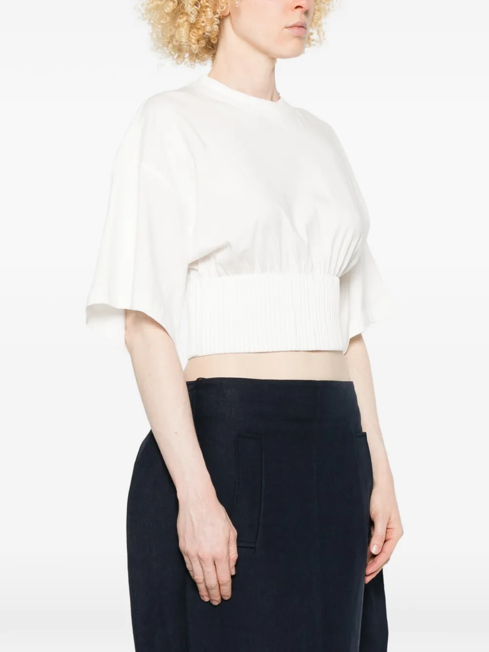 Sportmax Spxfosco T-shirt met geribbelde afwerking Wit