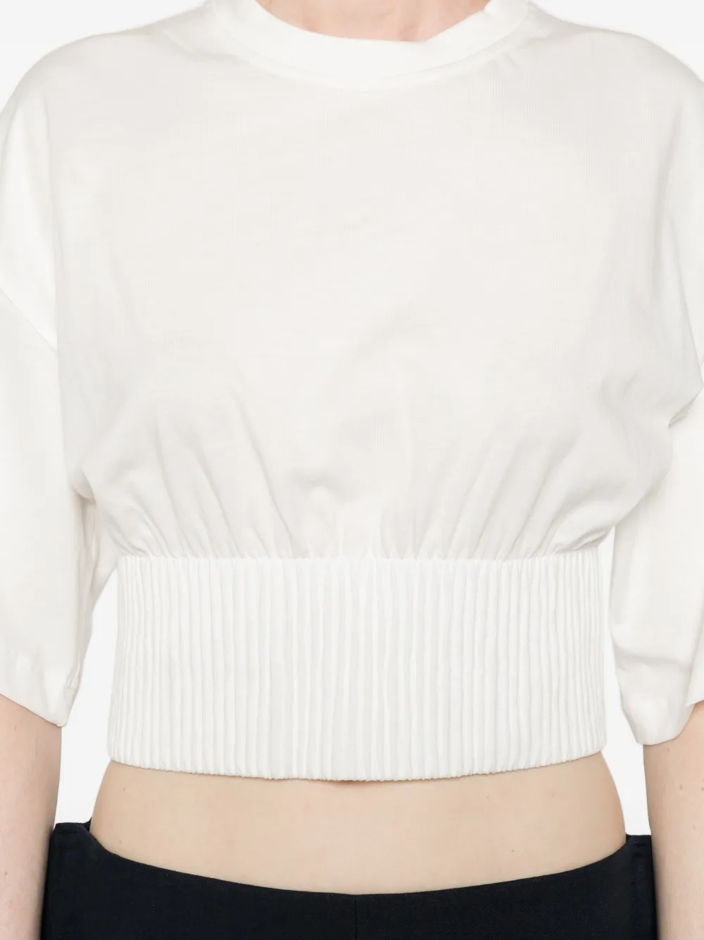 Sportmax Spxfosco T-shirt met geribbelde afwerking Wit