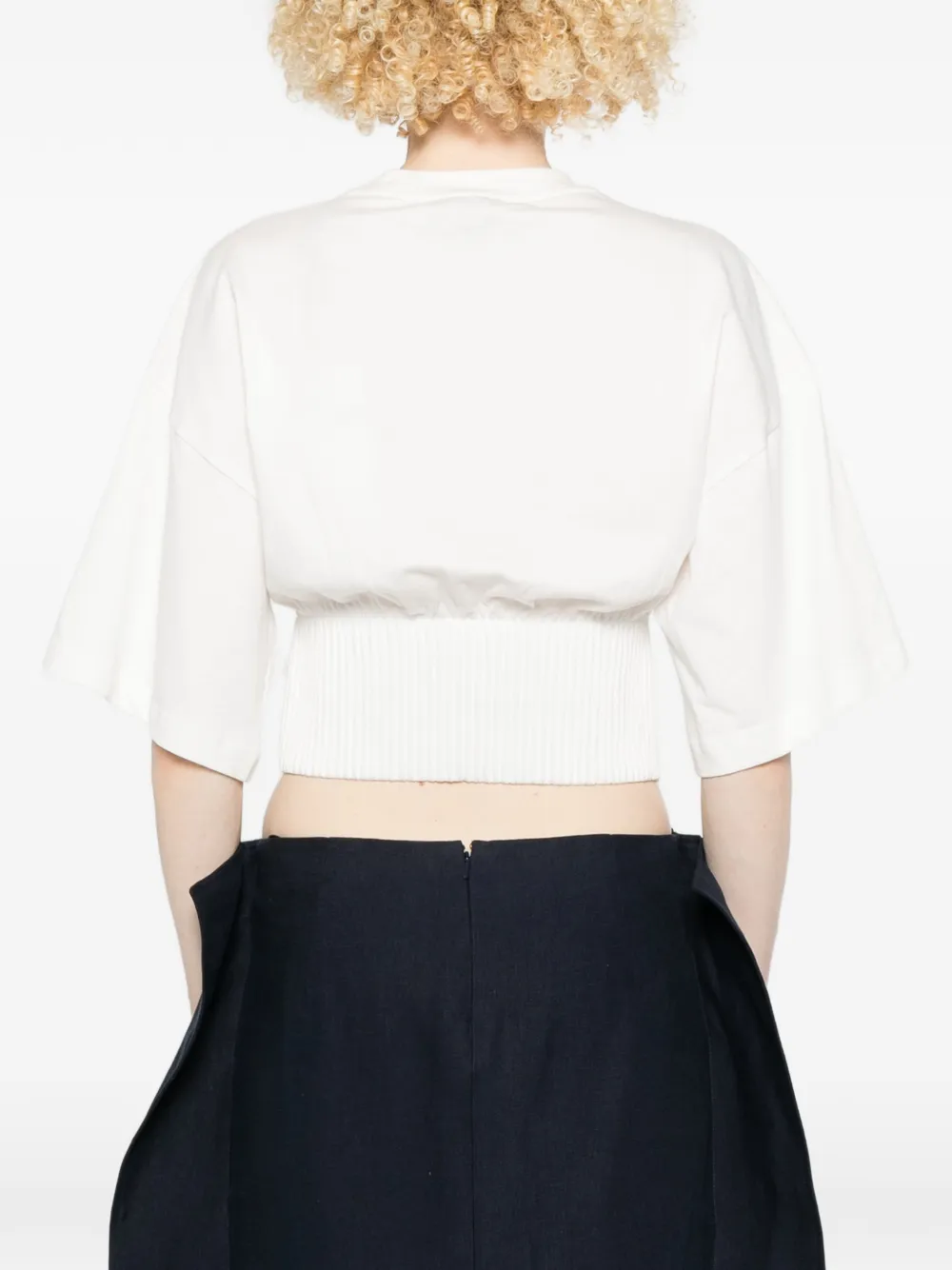 Sportmax Spxfosco T-shirt met geribbelde afwerking Wit